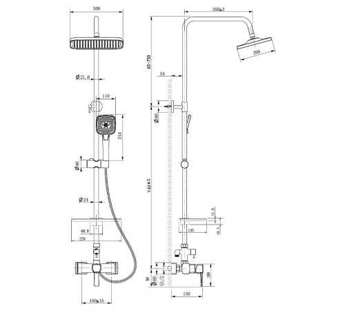 Смеситель для душа Lemark Evitta с верхней душевой лейкой хром LM0560C