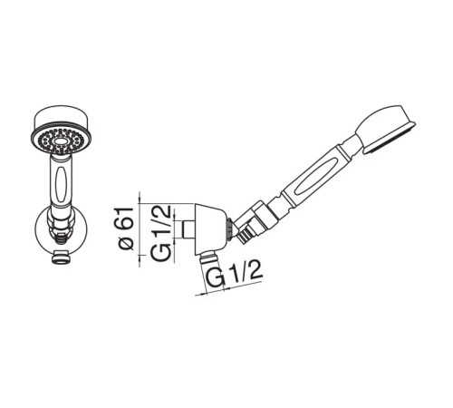 Душевой набор с шланговым подсоединением Nobili AD143/7FLP черный глянцевый