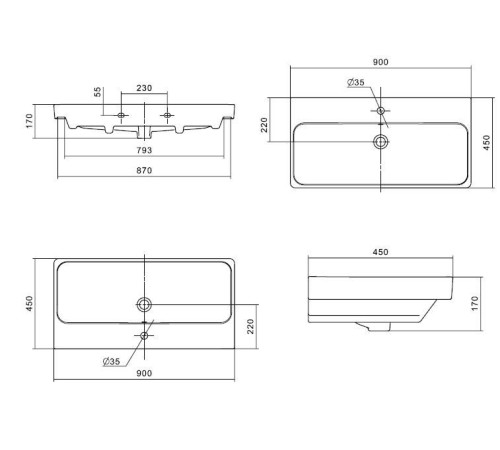 Умывальник Santek АДРИАНА 90 см 1.WH50.1.629