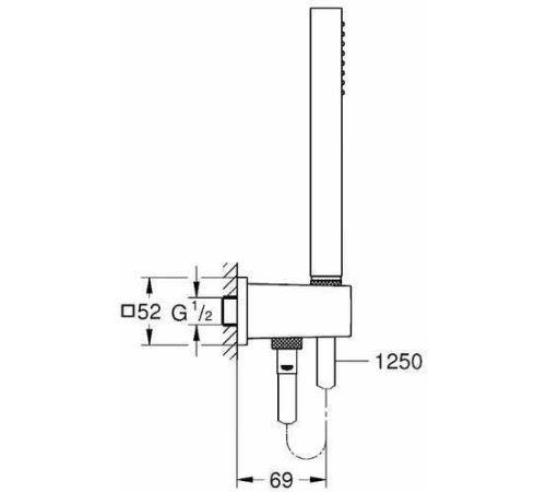 Душевой набор GROHE Euphoria Cube Stick с держателем и шлангом 1250 мм хром 26405000