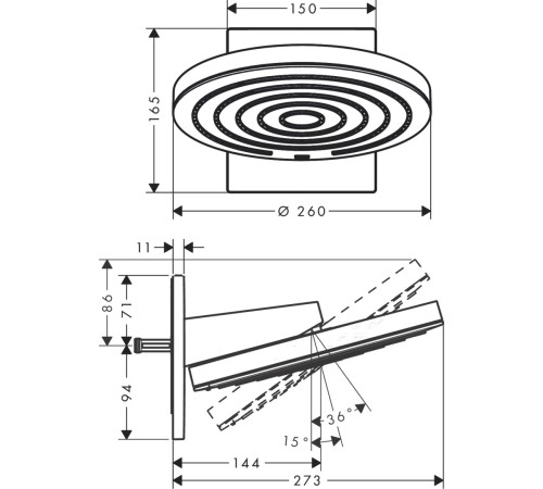 Верхний душ hansgrohe Pulsify 260 1jet матовый белый 24150700