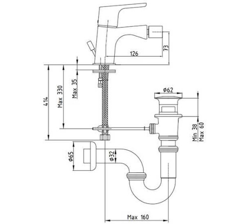 Смеситель для биде E.C.A. Luna 102110192EX