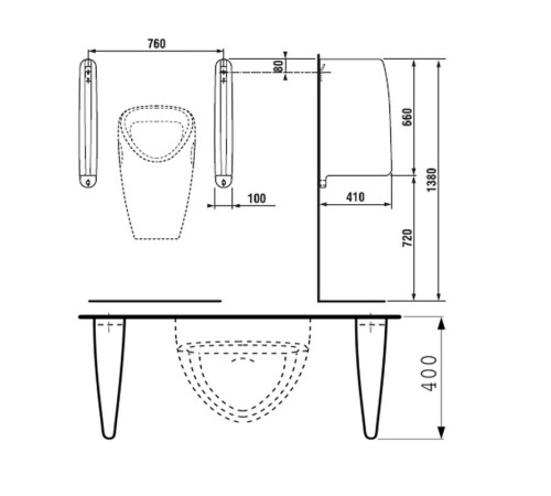 Перегородка для писсуаров Jika SPLIT 4760.1.000.000.1