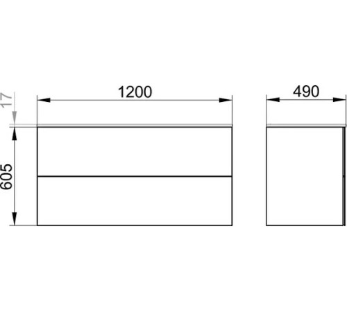 Тумба под умывальник KEUCO PLAN 1200x490x605 мм инокс матовый 32983290000