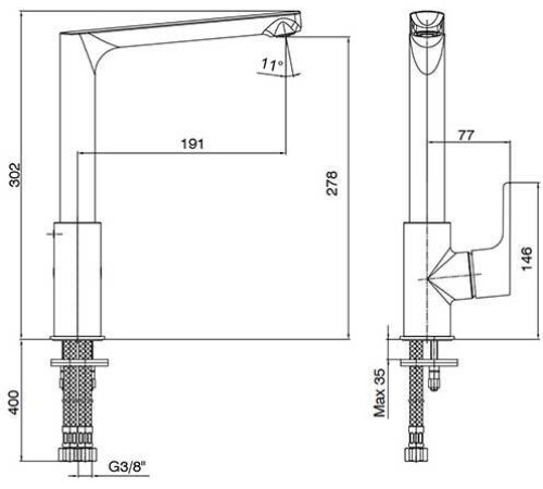 Смеситель для кухни E.C.A. Luna 102118043EX