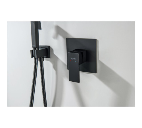 Смеситель для душа Aquanet ЛИРА скрытого монтажа 1 режим (внешняя и скрытая часть) матовый черный AQ1466MB