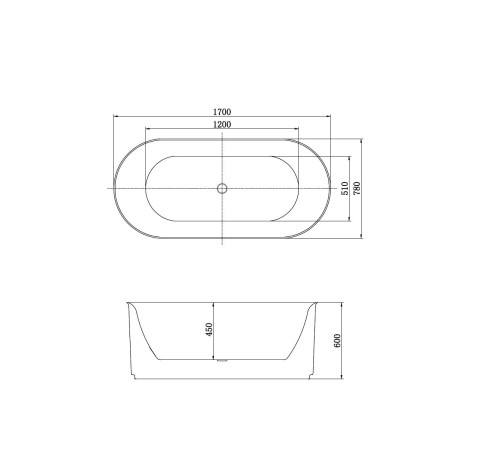 Ванна акриловая отдельностоящая Aquanet МОДЕНА 1700x780x600 мм со сливом и ножками AQ-1163778