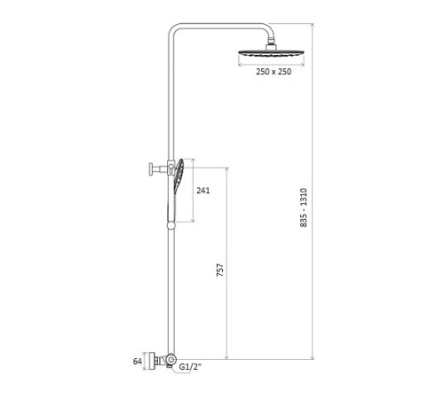 Душевая стойка с термостатическим смесителем и ручным душем RAVAK Termo 300 TE 093.00/150 X070099