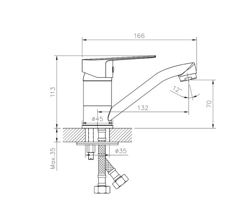 Смеситель для умывальника Rossinka Silvermix S35-22 с поворотным изливом 132 мм хром S35-22