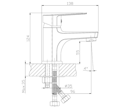 Смеситель для умывальника и биде Rossinka Silvermix S35-15 одноручный хром S35-15