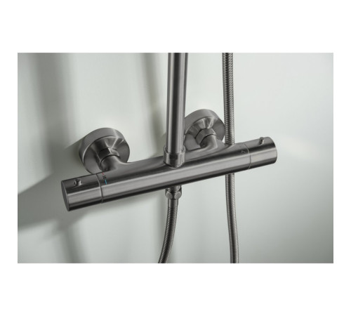 Душевая система с термостатом Aquatek Европа 220 мм оружейная сталь AQ2343BGM