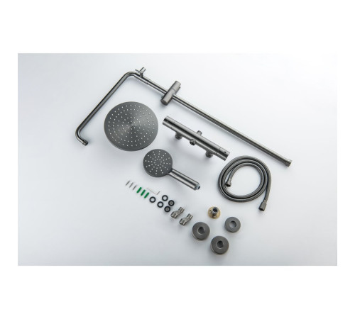 Душевая система с термостатом Aquatek Европа 220 мм оружейная сталь AQ2343BGM