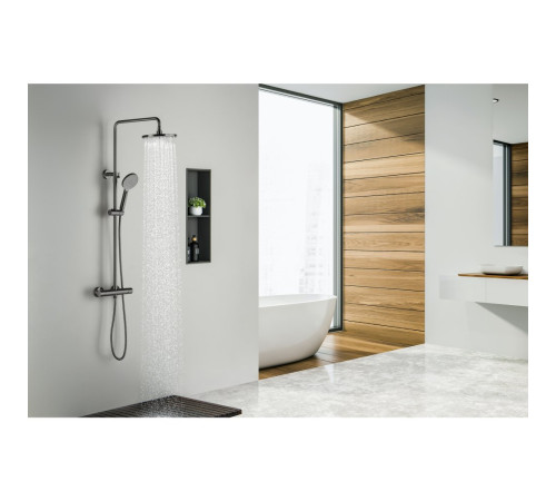 Душевая система с термостатом Aquatek Европа 220 мм оружейная сталь AQ2343BGM