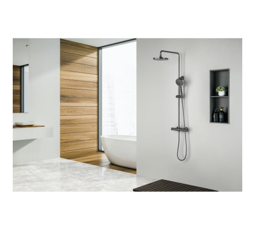 Душевая система с термостатом Aquatek Европа 220 мм оружейная сталь AQ2343BGM