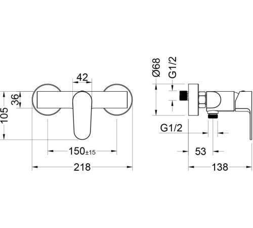 Набор для душа 2 в 1 Aquatek Оберон (AQ1260CR+AQ2014CR) хром AQ1232CR