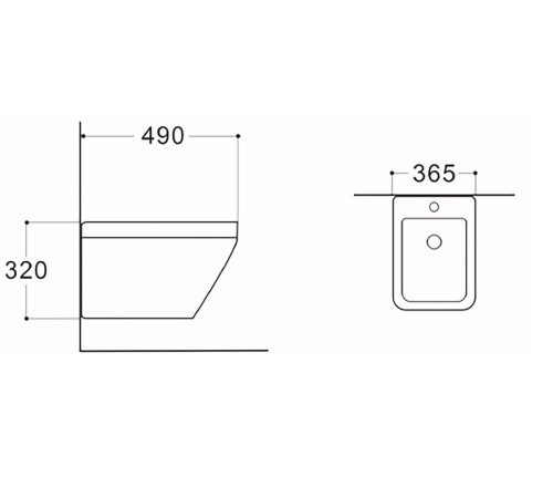 Биде подвесное Aquatek Лира 490х365х320 мм с крепежом AQ1055-00