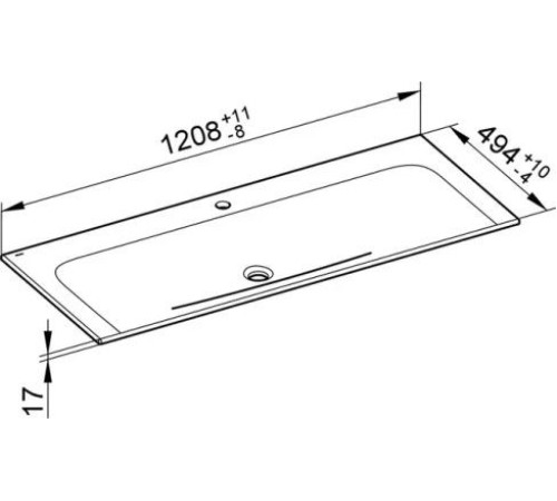Умывальник керамический KEUCO PLAN 1208x494 мм 1 отверстие 32980311201