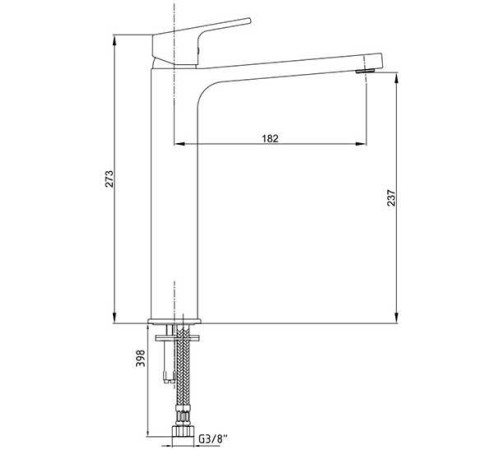 Смеситель для раковины TOPAZ TIERA 237 мм без донного клапана 102188002EX