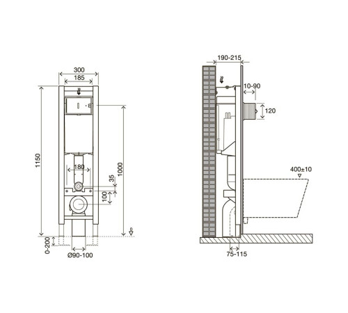 Система инсталляции для унитаза Jacob Delafon 3/6 л 300 мм E33130RU-NF