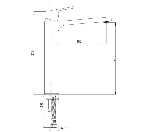 Смеситель для раковины TOPAZ TIERA 237 мм без донного клапана матовый черный 102188002C1EX