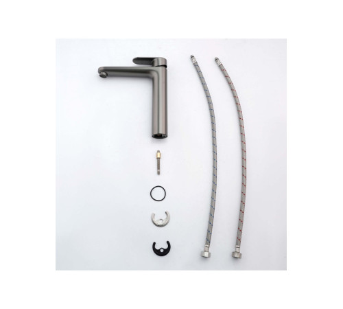 Смеситель для раковины Aquanet Ника высокий 190 мм без донного клапана оружейная сталь AQ1804BGM