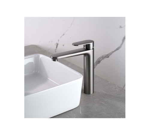 Смеситель для раковины Aquanet Ника высокий 190 мм без донного клапана оружейная сталь AQ1804BGM