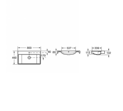 Раковина мебельная Roca Ona 800х460х132 мм Fineceramic белая ZRU9307562