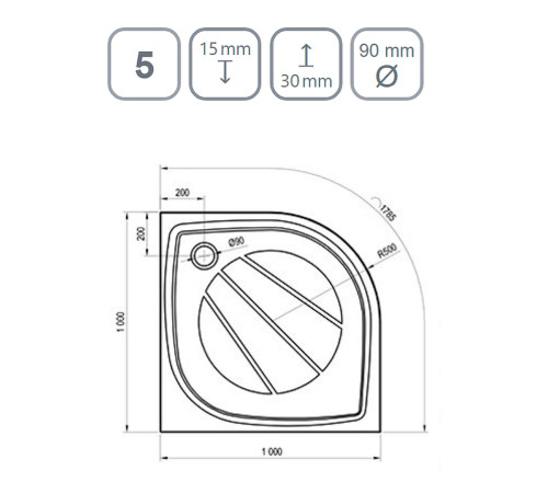 Поддон душевой RAVAK Elipso Pro 100 черный матовый XA23AA01010BM