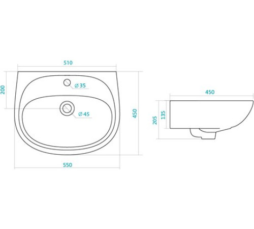 Умывальник Santek Анимо 55 см 1.WH11.0.502