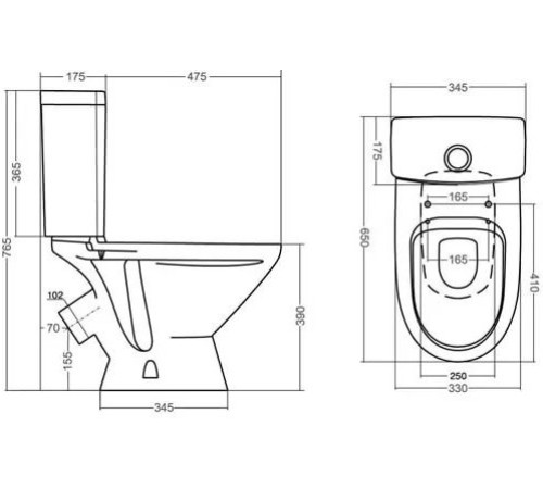 Унитаз-компакт Santek Лига косой выпуск антивсплеск сиденье полипропилен 1.WH30.2.197