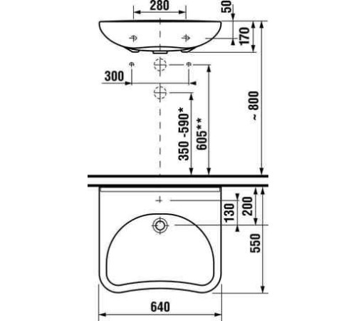 Раковина больничная Roca Access 650х550 мм 1 отверстие ZRU9307659