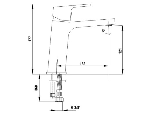 Смеситель для раковины E.C.A. Tiera 121 без донного клапана матовый черный 102108989C1EX