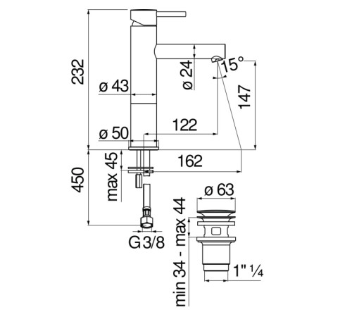 Смеситель для раковины Nobili LIVE хром LV00458/2CR