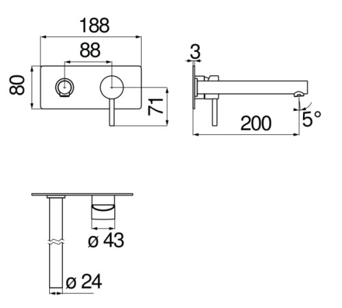 Смеситель для раковины Nobili LIVE внешняя часть хром LV00498/1CR