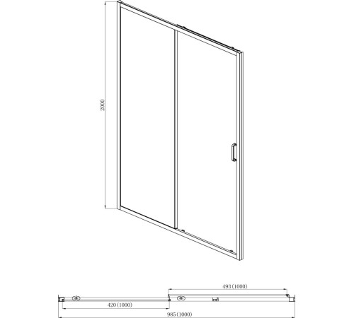Душевая дверь Aquanet Aria раздвижная 1000x2000 мм хром прозрачное стекло AQ ARI RA 10020CH
