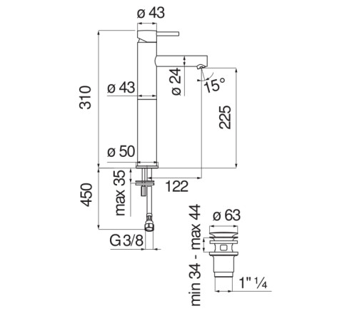 Смеситель для раковины Nobili LIVE высокий хром LV00428/2CR