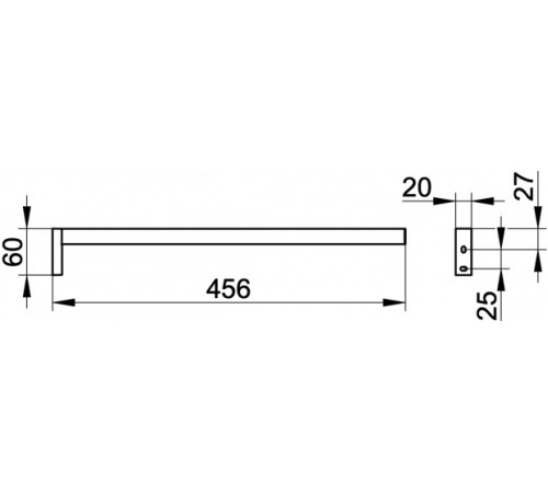 Полотенцедержатель одинарный неповоротный KEUCO EDITION 90 Square 456 мм хром 19120010000