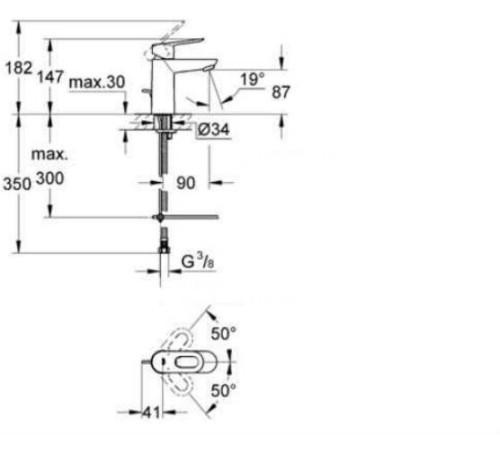 Смеситель для раковины GROHE BauLoop гладкий корпус хром 23337000