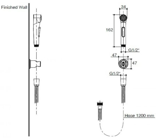 Гигиенический душ со шлангом и держателем Jacob Delafon Elate E97258-CP