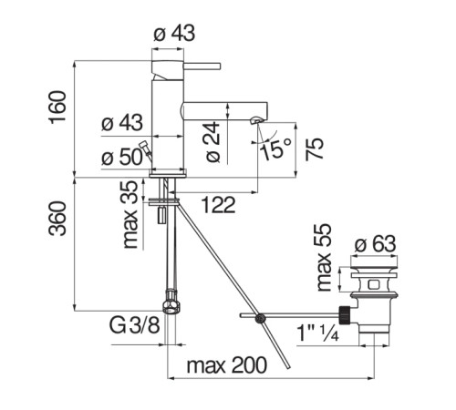 Смеситель для раковины Nobili LIVE хром LV00418/1CR