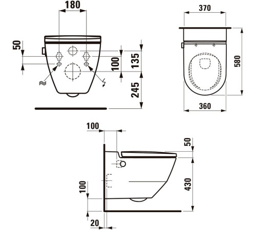 Унитаз-биде подвесной Laufen CLEANET NAVIA Rimless безободковый 8.2060.1.400.000.1