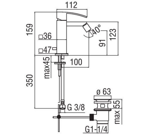Смеситель для биде Paffoni Ray RY00119/1CR