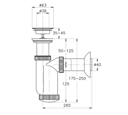 Сифон для писсуара JIKA Domino T1015 белый 9073.0.000.000.1