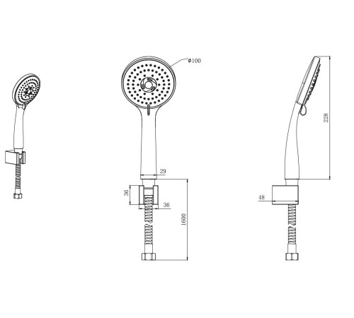 Душевой набор Aquanet Вега 3jet матовый черный AQ2010MB