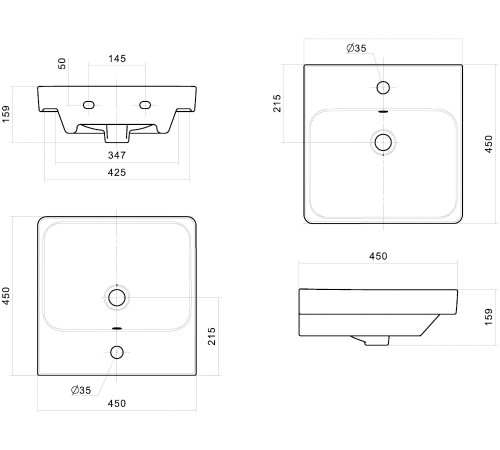 Умывальник Santek АДРИАНА 45 см 1.WH50.1.630