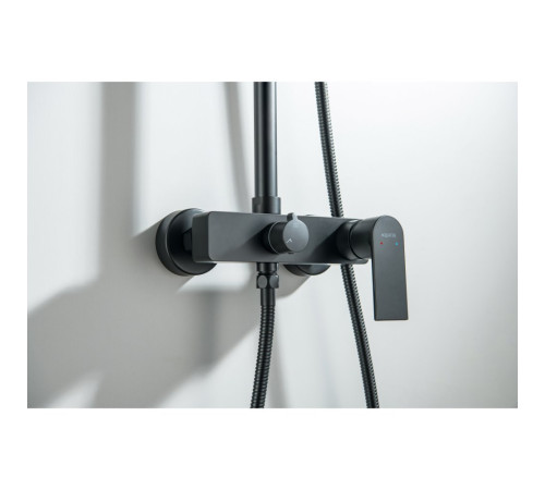 Душевая система Aquanet Лира AQ2465MB со смесителем для душа 250х250 мм матовый черный AQ2465MB