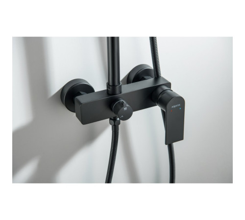 Душевая система Aquanet Лира AQ2465MB со смесителем для душа 250х250 мм матовый черный AQ2465MB