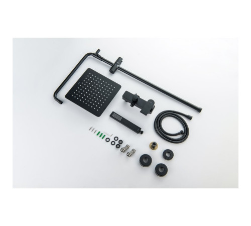 Душевая система Aquanet Лира AQ2465MB со смесителем для душа 250х250 мм матовый черный AQ2465MB