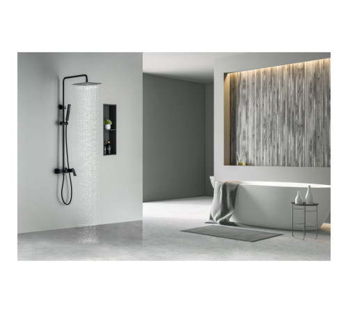 Душевая система Aquanet Лира AQ2465MB со смесителем для душа 250х250 мм матовый черный AQ2465MB