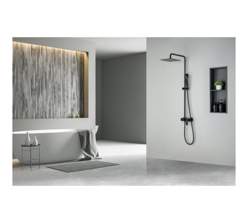 Душевая система Aquanet Лира AQ2465MB со смесителем для душа 250х250 мм матовый черный AQ2465MB